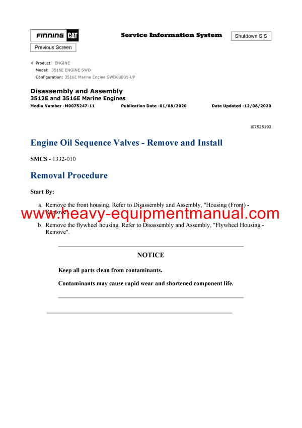 DOWNLOAD CATERPILLAR 3516E ENGINE SERVICE REPAIR MANUAL SWD