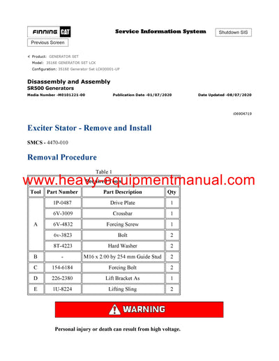 DOWNLOAD CATERPILLAR 3516E GENERATOR SET SERVICE REPAIR MANUAL LCK