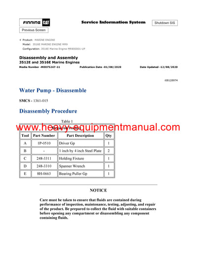 DOWNLOAD CATERPILLAR 3516E MARINE ENGINE SERVICE REPAIR MANUAL MR9