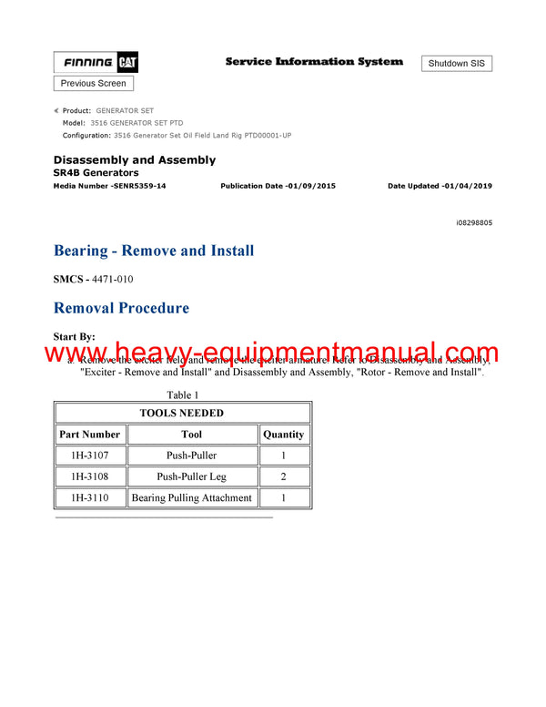DOWNLOAD CATERPILLAR 3516 GENERATOR SET SERVICE REPAIR MANUAL PTD