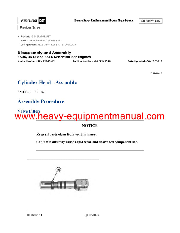 DOWNLOAD CATERPILLAR 3516 GENERATOR SET SERVICE REPAIR MANUAL YBS