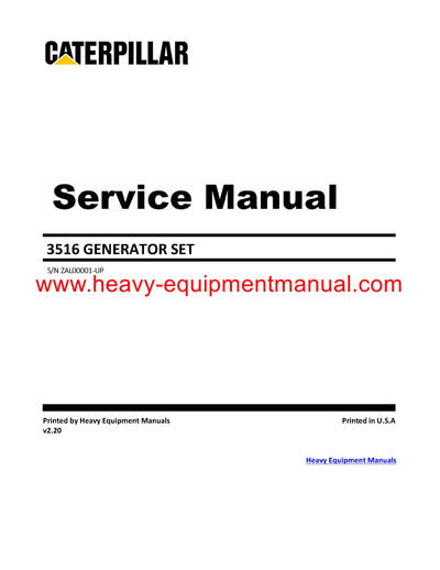DOWNLOAD CATERPILLAR 3516 GENERATOR SET SERVICE REPAIR MANUAL ZAL