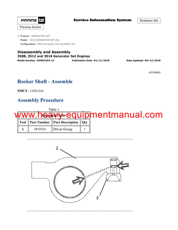 DOWNLOAD CATERPILLAR 3516 GENERATOR SET SERVICE REPAIR MANUAL ZAL