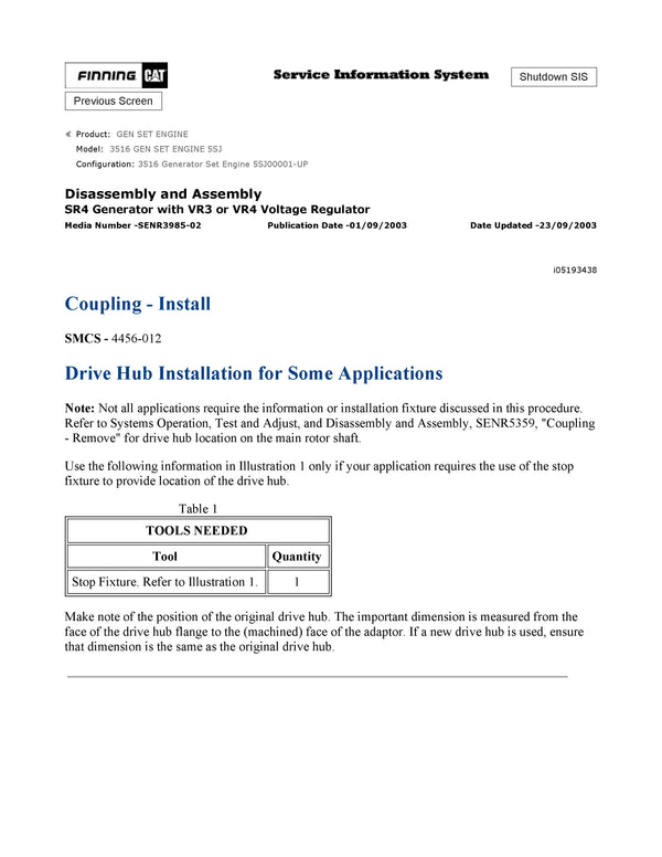 DOWNLOAD CATERPILLAR 3516 GEN SET ENGINE SERVICE REPAIR MANUAL 5SJ