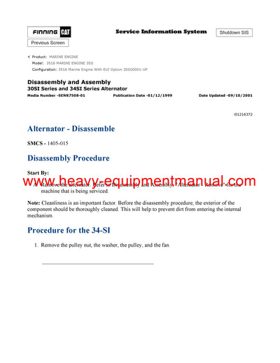 DOWNLOAD CATERPILLAR 3516 MARINE ENGINE SERVICE REPAIR MANUAL 3SS