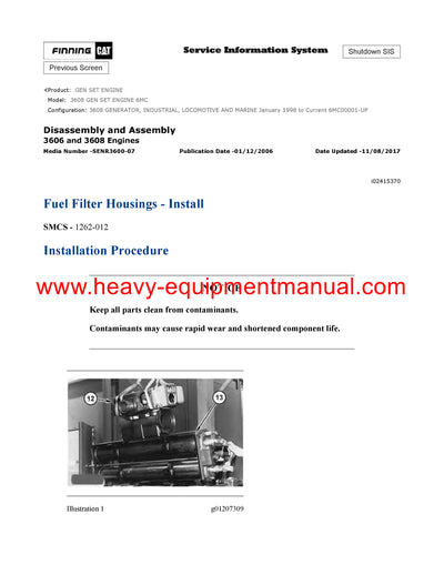 DOWNLOAD CATERPILLAR 3608 GEN SET ENGINE SERVICE REPAIR MANUAL 6MC