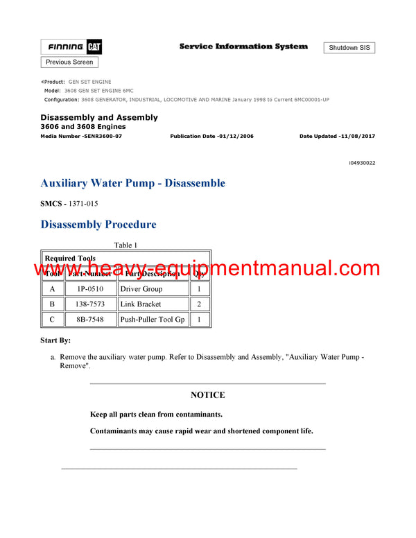 DOWNLOAD CATERPILLAR 3608 GEN SET ENGINE SERVICE REPAIR MANUAL 6MC