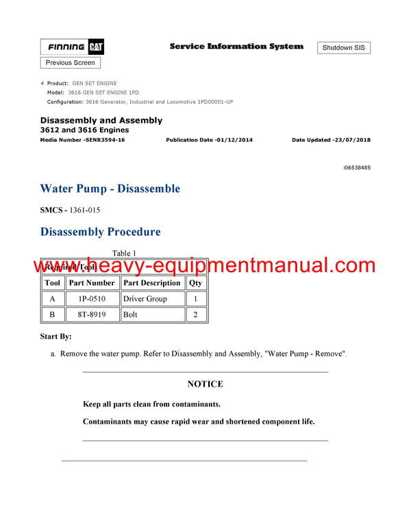 DOWNLOAD CATERPILLAR 3616 GEN SET ENGINE SERVICE REPAIR MANUAL 1PD