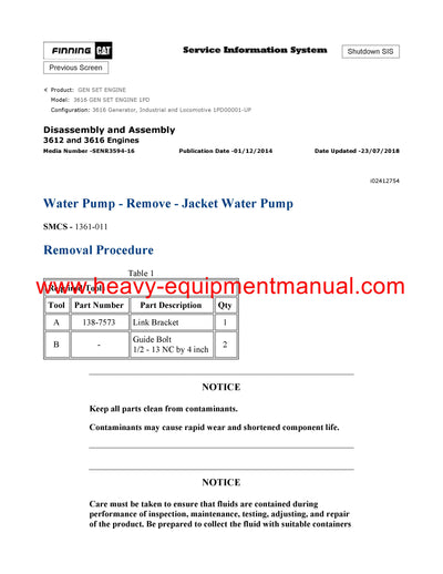DOWNLOAD CATERPILLAR 3616 GEN SET ENGINE SERVICE REPAIR MANUAL 1PD