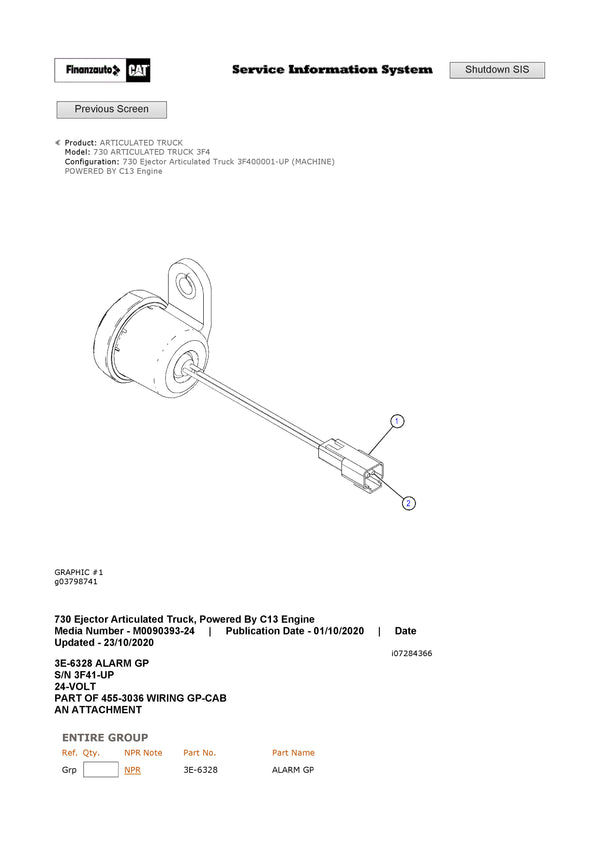 Download Caterpillar 730 Articulated Truck Parts Manual Manual 3F4