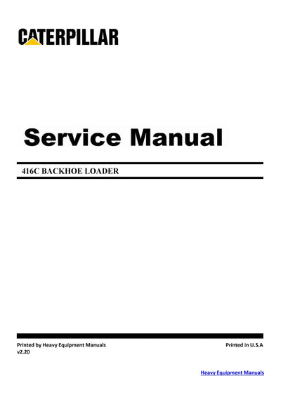 Download Caterpillar 5YN, 4ZN, 1XR, 1WR, 416C Backhoe Loader Service Repair Manual