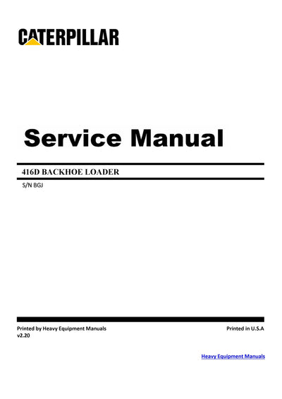DOWNLOAD CATERPILLAR 416D BACKHOE LOADER SERVICE REPAIR MANUAL BGJ