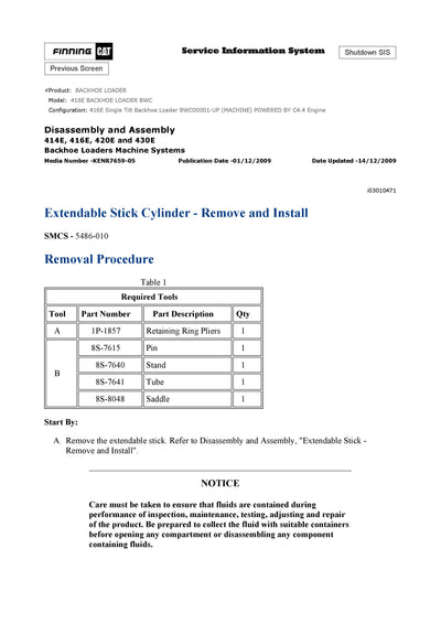 DOWNLOAD CATERPILLAR 416E BACKHOE LOADER SERVICE REPAIR MANUAL BWC