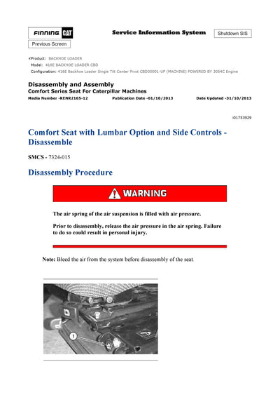 DOWNLOAD CATERPILLAR 416E BACKHOE LOADER SERVICE REPAIR MANUAL CBD