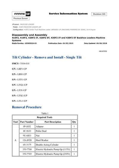 DOWNLOAD CATERPILLAR 416F2 BACKHOE LOADER SERVICE REPAIR MANUAL LBF