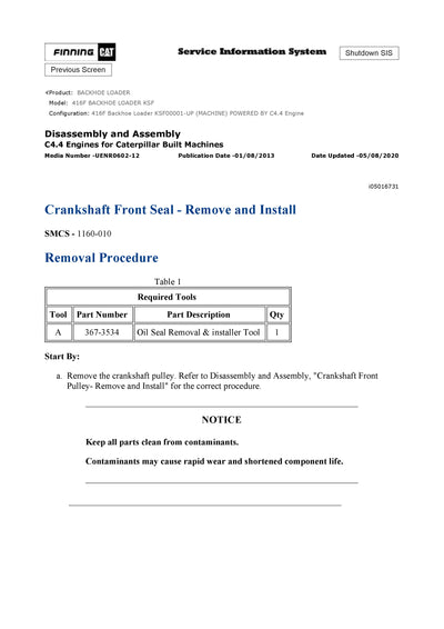 DOWNLOAD CATERPILLAR 416F BACKHOE LOADER SERVICE REPAIR MANUAL KSF