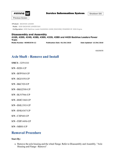 DOWNLOAD CATERPILLAR 420D BACKHOE LOADER FULL COMPLETE SERVICE REPAIR MANUAL BLN