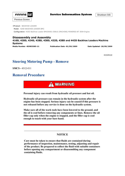 DOWNLOAD CATERPILLAR 420D BACKHOE LOADER SERVICE REPAIR MANUAL BMC