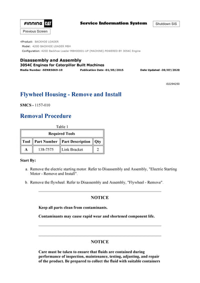 DOWNLOAD CATERPILLAR 420D BACKHOE LOADER SERVICE REPAIR MANUAL MBH