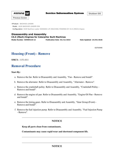 DOWNLOAD CATERPILLAR 422E BACKHOE LOADER SERVICE REPAIR MANUAL DSK