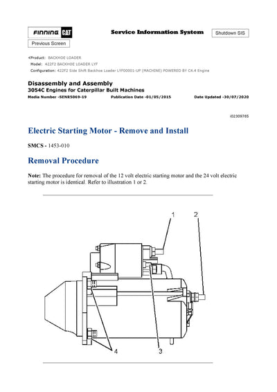 DOWNLOAD CATERPILLAR 422F2 BACKHOE LOADER SERVICE REPAIR MANUAL LYF