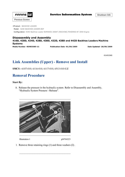 DOWNLOAD CATERPILLAR 424D BACKHOE LOADER SERVICE REPAIR MANUAL BGP