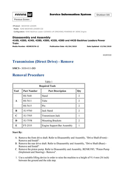 DOWNLOAD CATERPILLAR 424D BACKHOE LOADER SERVICE REPAIR MANUAL CJZ