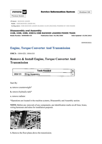 DOWNLOAD CATERPILLAR 426B BACKHOE LOADER SERVICE REPAIR MANUAL 6KL