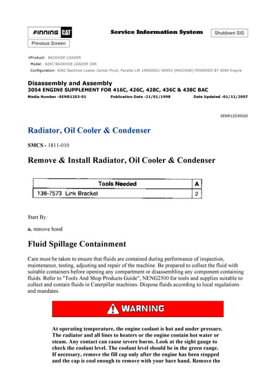 DOWNLOAD CATERPILLAR 426C BACKHOE LOADER SERVICE REPAIR MANUAL 1NR