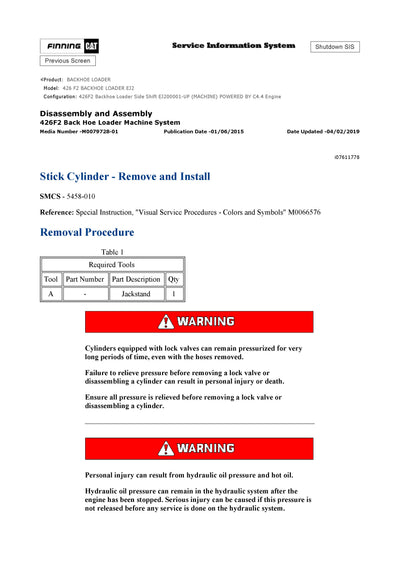 DOWNLOAD CATERPILLAR 426 F2 BACKHOE LOADER SERVICE REPAIR MANUAL EJ2