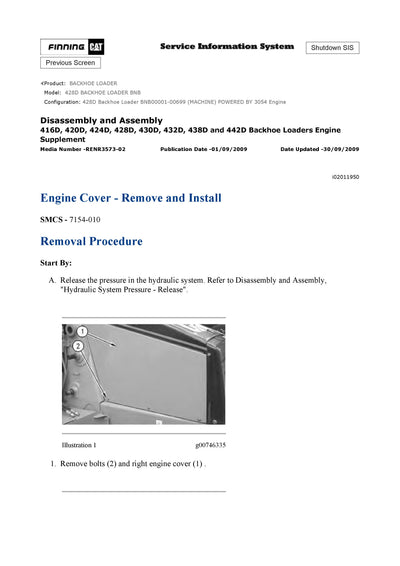 DOWNLOAD CATERPILLAR 428D BACKHOE LOADER SERVICE REPAIR MANUAL BNB