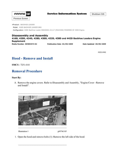 DOWNLOAD CATERPILLAR 428D BACKHOE LOADER SERVICE REPAIR MANUAL BNS