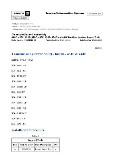 DOWNLOAD CATERPILLAR 428F BACKHOE LOADER SERVICE REPAIR MANUAL SJW