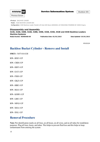 DOWNLOAD CATERPILLAR 432E BACKHOE LOADER SERVICE REPAIR MANUAL BXE