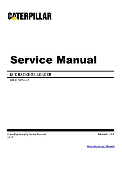 DOWNLOAD CATERPILLAR 434E BACKHOE LOADER SERVICE REPAIR MANUAL SJL