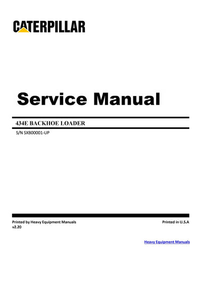 DOWNLOAD CATERPILLAR 434E BACKHOE LOADER SERVICE REPAIR MANUAL SXB