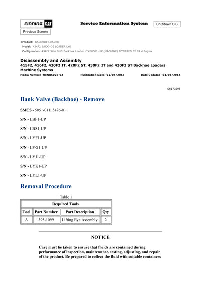 DOWNLOAD CATERPILLAR 434F2 BACKHOE LOADER SERVICE REPAIR MANUAL LYK