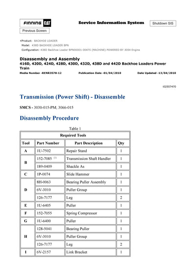 DOWNLOAD CATERPILLAR 438D BACKHOE LOADER SERVICE REPAIR MANUAL BPN