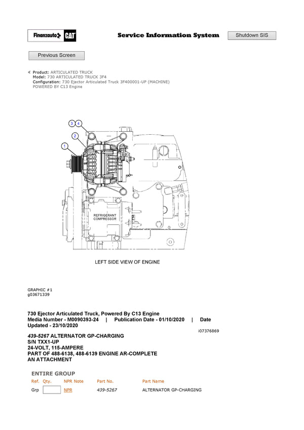 Download Caterpillar 730 Articulated Truck Parts Manual Manual 3F4