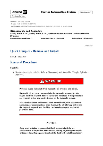 DOWNLOAD CATERPILLAR 442D BACKHOE LOADER SERVICE REPAIR MANUAL SMJ