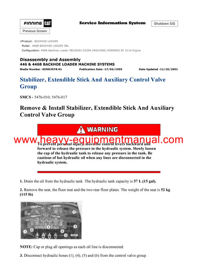 DOWNLOAD CATERPILLAR 446B BACKHOE LOADER SERVICE REPAIR MANUAL 5BL