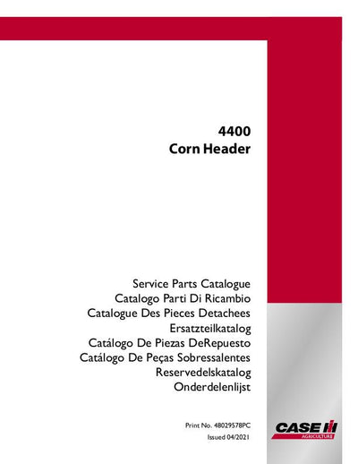 Case IH 4400 Corn header Parts Manual 48029578