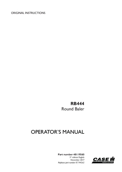 Case IH RB444 Round baler Operator Manual 48119560