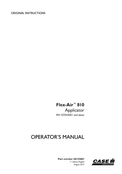 Case IH 810 Flex-Air Applicator Operator Manual 48155867