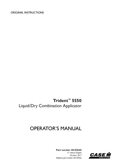 Case IH 5550 Trident Applicator Sprayer Operator Manual 48182640