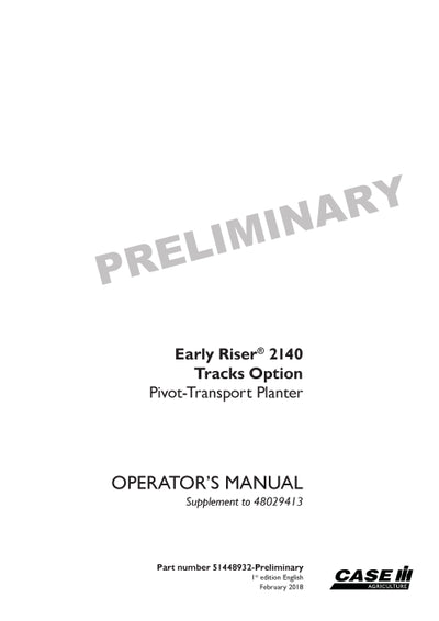 Case IH Early Riser 2140 Operator Manual 51448932