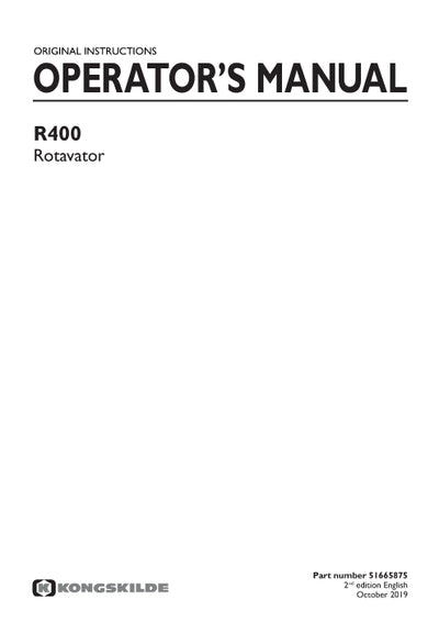 Case IH R400 Rotavator Operator Manual 51665875