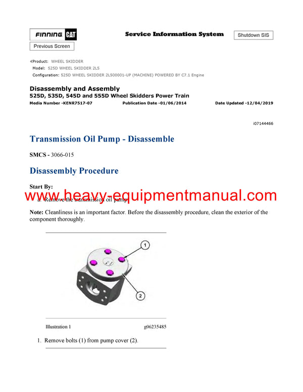 DOWNLOAD CATERPILLAR 525D WHEEL SKIDDER SERVICE REPAIR MANUAL 2L5