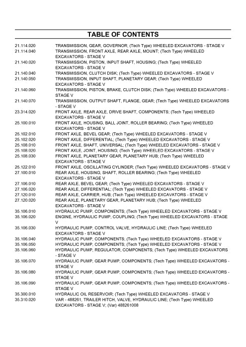 Case WX160E Wheeled Excavator Parts Manual 540116010PC