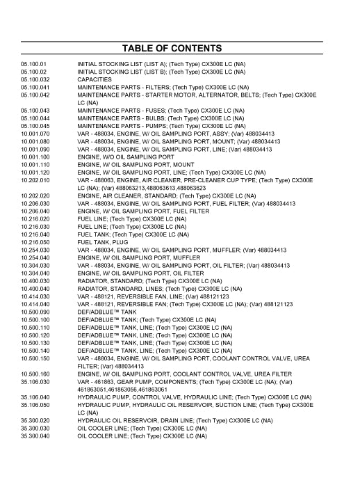 Case CX300E LC Crawler Excavator Long Carriage Stage V Parts Manual 540421305PC